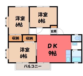 宇都宮駅 バス18分  栃木医療センター前下車：停歩5分 2階の物件間取画像